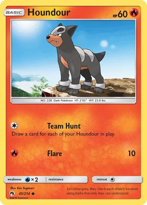 Houndour #45/214 Pokémon card from SM - Lost Thunder