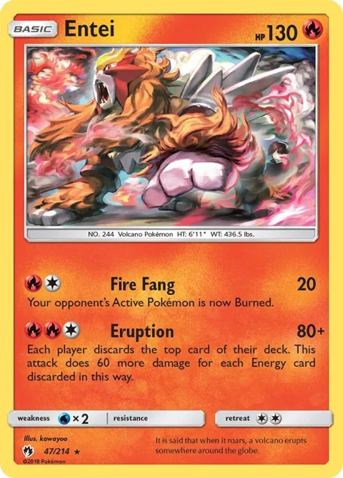 Entei #47/214 Pokémon card from SM - Lost Thunder