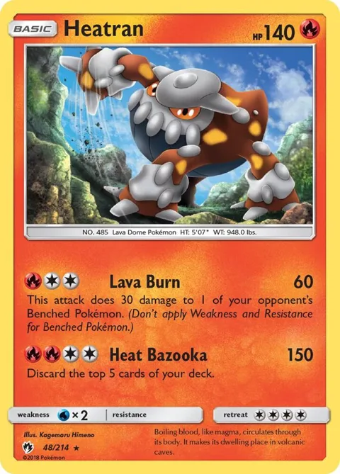 Heatran #48/214 Reverse Holofoil Pokémon card from SM - Lost Thunder