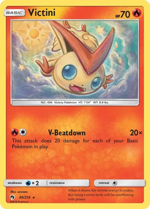 Victini #49/214 Reverse Holofoil Pokémon card from SM - Lost Thunder