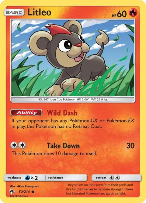 Litleo #50/214 Reverse Holofoil Pokémon card from SM - Lost Thunder