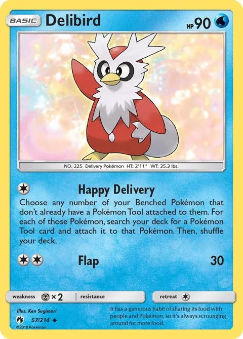 Delibird #57/214 Pokémon card from SM - Lost Thunder