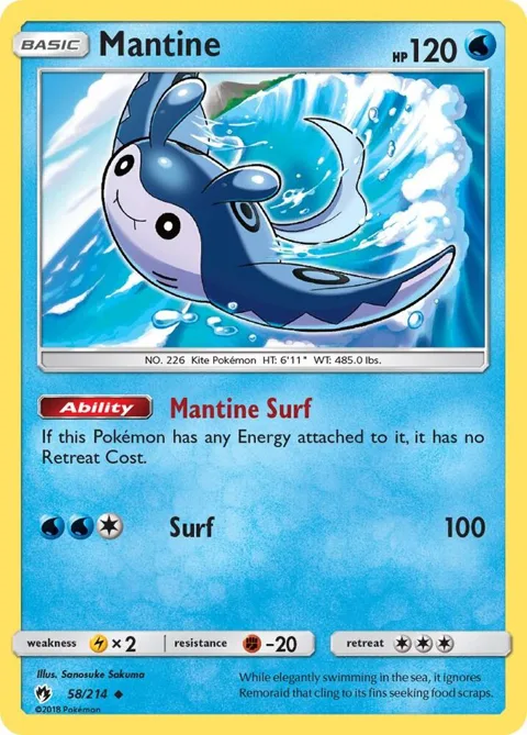 Mantine #58/214 Pokémon card from SM - Lost Thunder