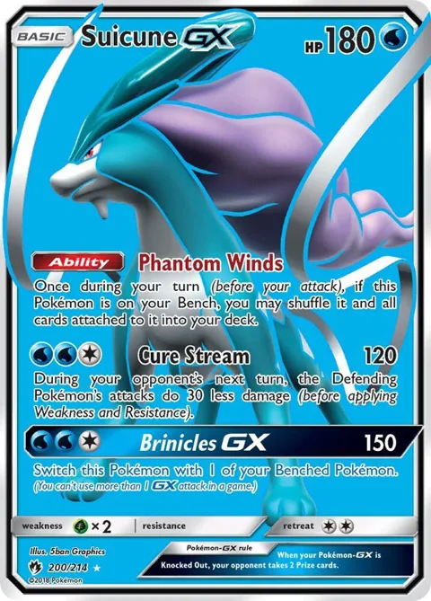 Suicune GX Full Art #200/214 Holofoil Pokémon card from SM - Lost Thunder
