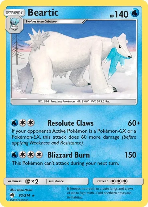 Beartic #62/214 Reverse Holofoil Pokémon card from SM - Lost Thunder