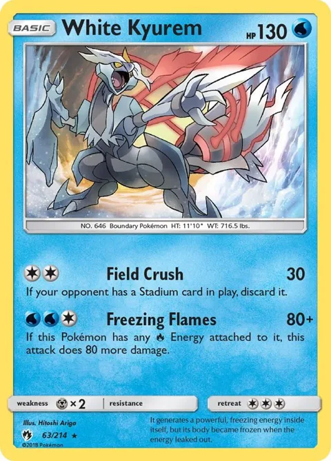 White Kyurem #63/214 Holofoil Pokémon card from SM - Lost Thunder
