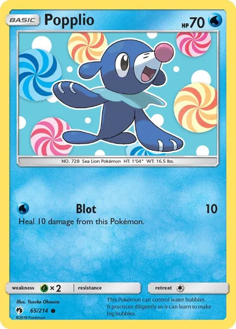 Popplio 65 #65/214 Reverse Holofoil Pokémon card from SM - Lost Thunder