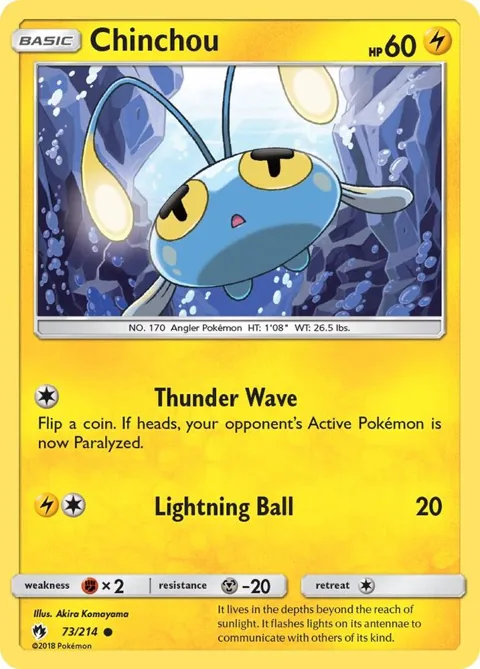 Chinchou #73/214 Pokémon card from SM - Lost Thunder