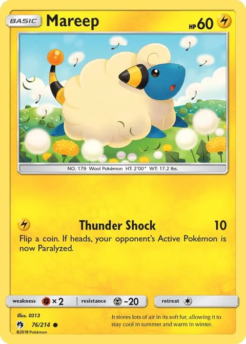 Mareep 76 #76/214 Reverse Holofoil Pokémon card from SM - Lost Thunder