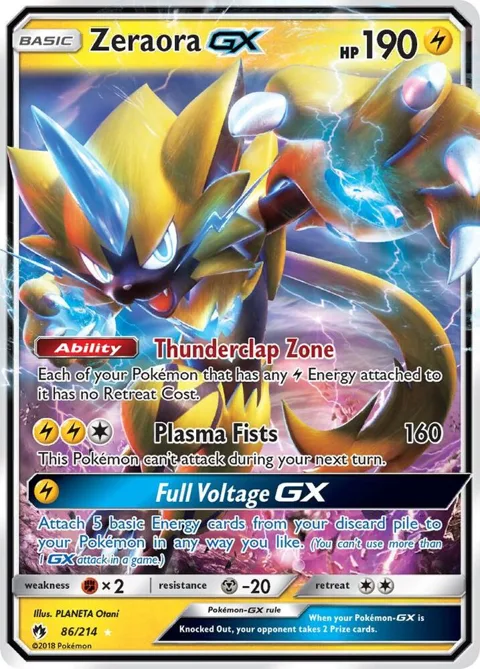 Zeraora GX #86/214 Holofoil Pokémon card from SM - Lost Thunder