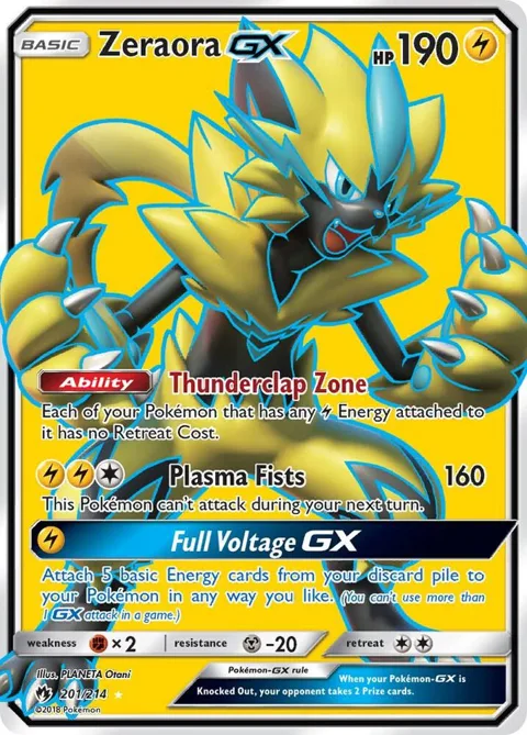 Zeraora GX Full Art #201/214 Holofoil Pokémon card from SM - Lost Thunder