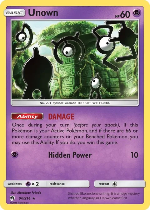 Unown 90 #90/214 Pokémon card from SM - Lost Thunder