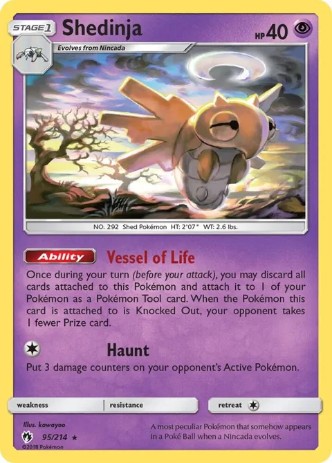 Shedinja #95/214 Reverse Holofoil Pokémon card from SM - Lost Thunder
