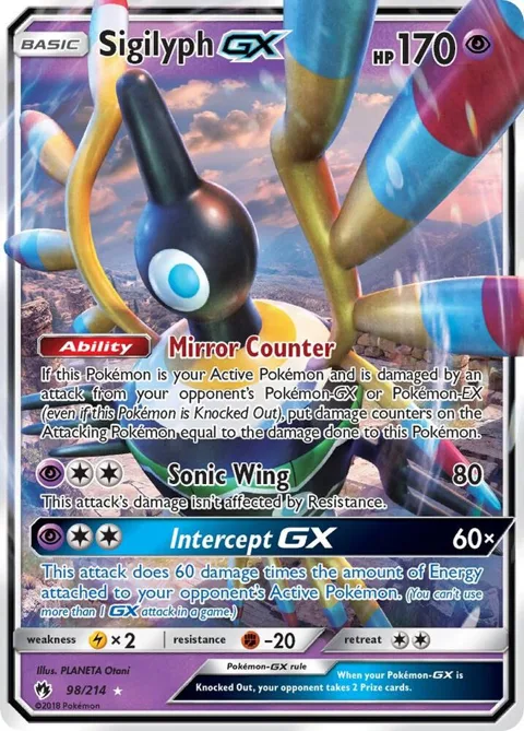 Sigilyph GX #98/214 Holofoil Pokémon card from SM - Lost Thunder