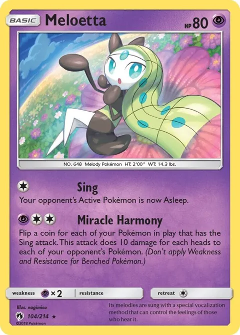 Meloetta #104/214 Reverse Holofoil Pokémon card from SM - Lost Thunder