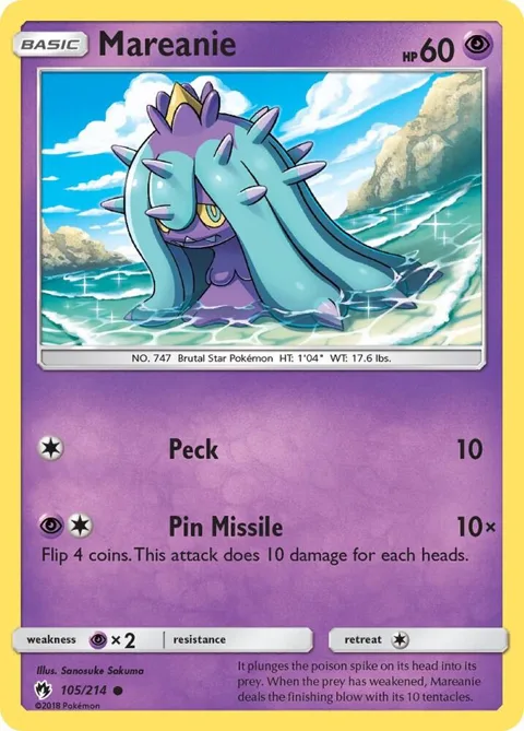 Mareanie 105 #105/214 Reverse Holofoil Pokémon card from SM - Lost Thunder
