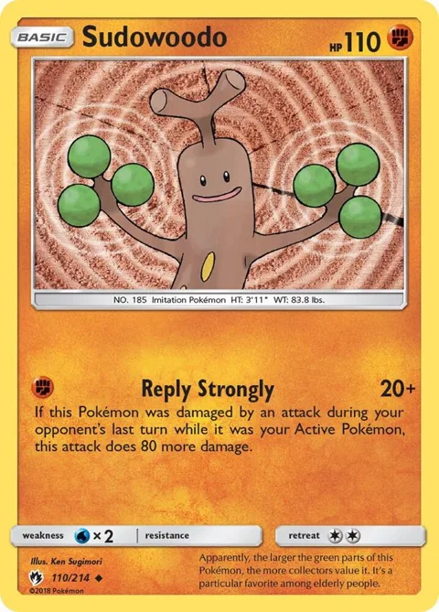 Sudowoodo #110/214 Reverse Holofoil Pokémon card from SM - Lost Thunder