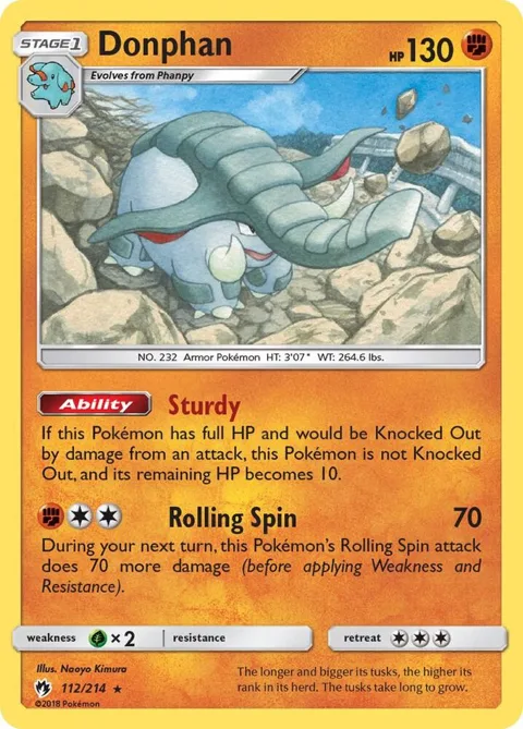 Donphan #112/214 Pokémon card from SM - Lost Thunder