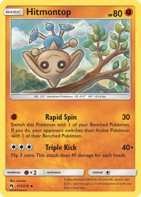 Hitmontop #113/214 Pokémon card from SM - Lost Thunder