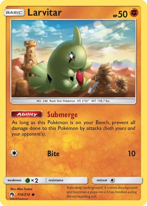 Larvitar 114 #114/214 Pokémon card from SM - Lost Thunder