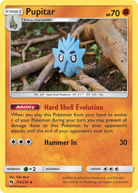 Pupitar #116/214 Pokémon card from SM - Lost Thunder