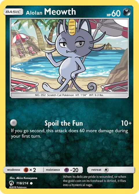 Alolan Meowth #118/214 Reverse Holofoil Pokémon card from SM - Lost Thunder