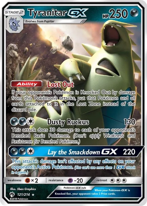 Tyranitar GX #121/214 Holofoil Pokémon card from SM - Lost Thunder