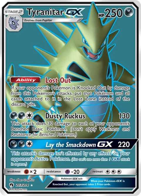 Tyranitar GX Full Art #203/214 Holofoil Pokémon card from SM - Lost Thunder