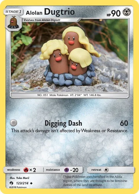 Alolan Dugtrio #123/214 Pokémon card from SM - Lost Thunder