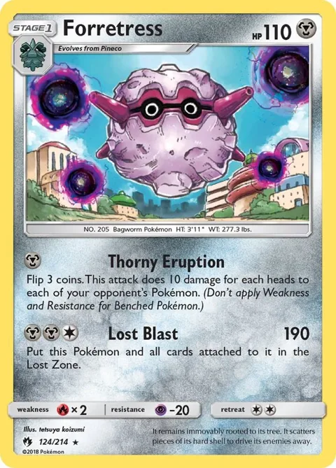Forretress #124/214 Reverse Holofoil Pokémon card from SM - Lost Thunder