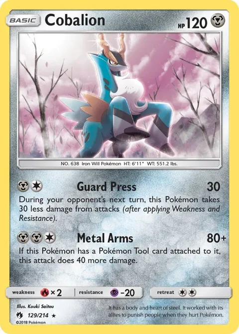 Cobalion #129/214 Holofoil Pokémon card from SM - Lost Thunder