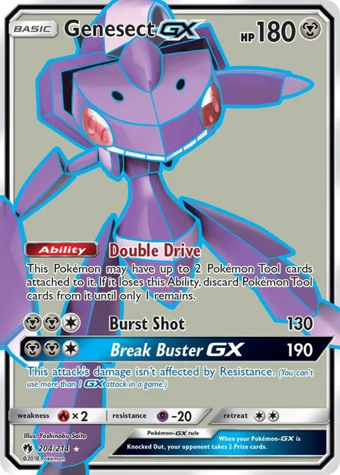 Genesect GX Full Art #204/214 Holofoil Pokémon card from SM - Lost Thunder
