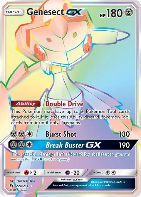 Genesect GX Secret Rare #224/214 Holofoil Pokémon card from SM - Lost Thunder