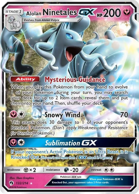 Alolan Ninetales GX #132/214 Holofoil Pokémon card from SM - Lost Thunder
