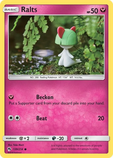 Ralts #139/214 Reverse Holofoil Pokémon card from SM - Lost Thunder