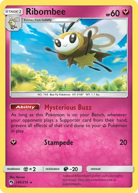 Ribombee #146/214 Pokémon card from SM - Lost Thunder