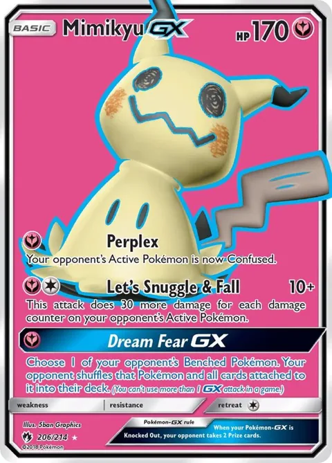 Mimikyu GX Full Art #206/214 Holofoil Pokémon card from SM - Lost Thunder
