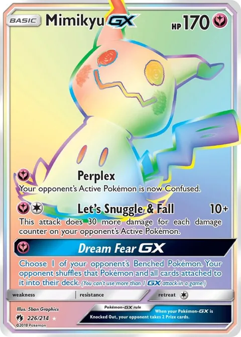 Mimikyu GX Secret Rare #226/214 Holofoil Pokémon card from SM - Lost Thunder