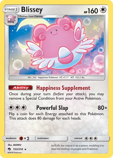 Blissey #153/214 Reverse Holofoil Pokémon card from SM - Lost Thunder