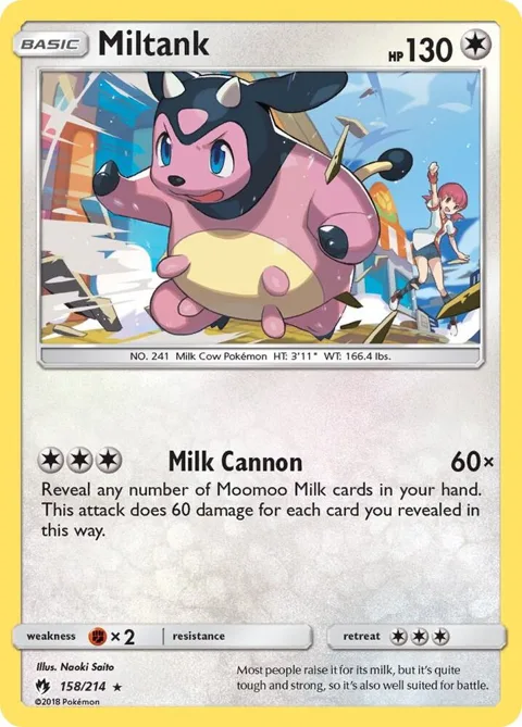 Miltank #158/214 Pokémon card from SM - Lost Thunder