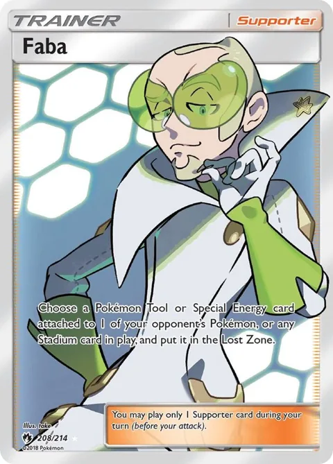 Faba Full Art #208/214 Holofoil Pokémon card from SM - Lost Thunder