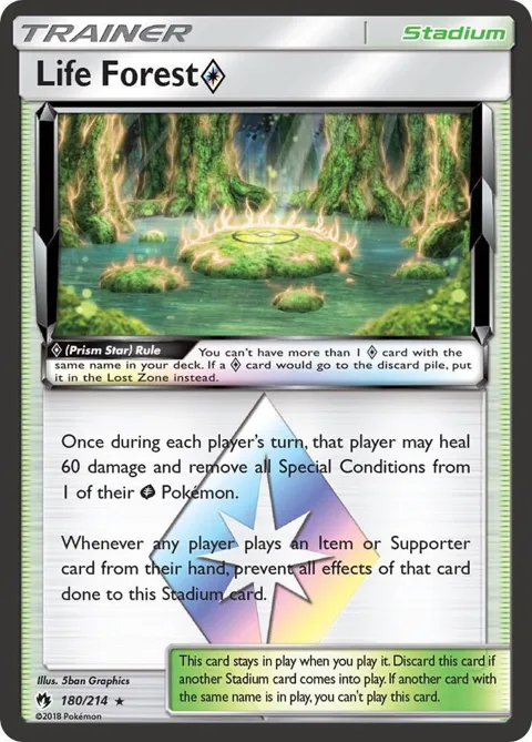 Life Forest Prism Star #180/214 Holofoil Pokémon card from SM - Lost Thunder
