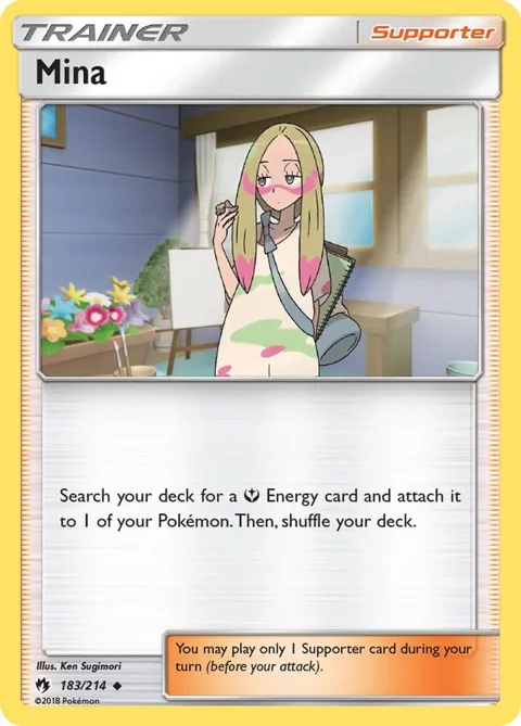 Mina #183/214 Reverse Holofoil Pokémon card from SM - Lost Thunder
