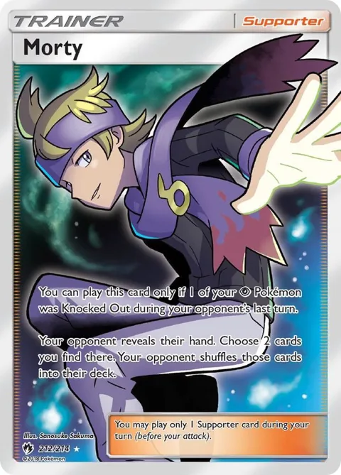 Morty Full Art #212/214 Holofoil Pokémon card from SM - Lost Thunder
