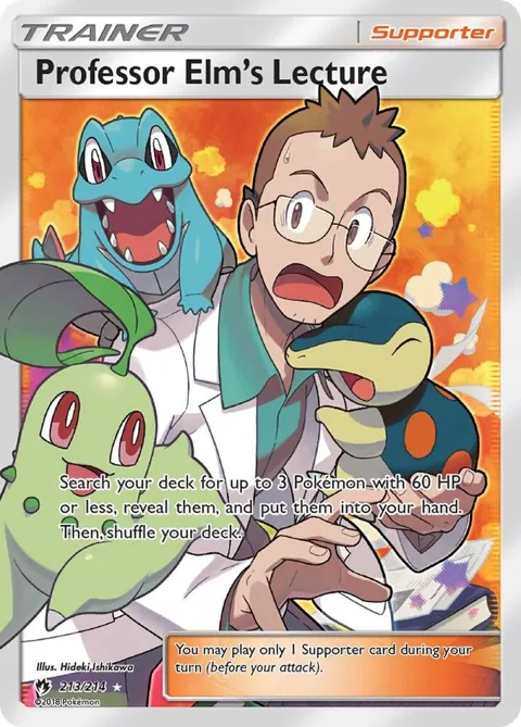 Professor Elm's Lecture Full Art #213/214 Holofoil Pokémon card from SM - Lost Thunder