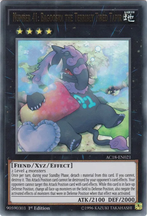 Number 41: Bagooska the Terribly Tired Tapir AC18-EN021 Yu-Gi-Oh card from Advent Calendar 2018