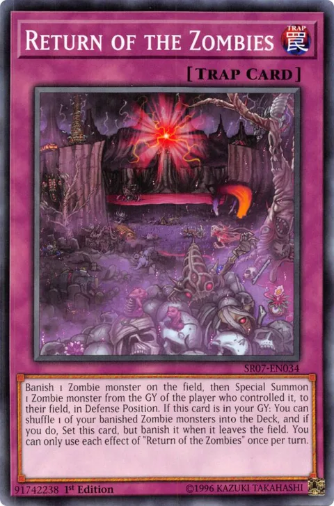 Return of the Zombies SR07-EN034 Yu-Gi-Oh card from Structure Deck: Zombie Horde