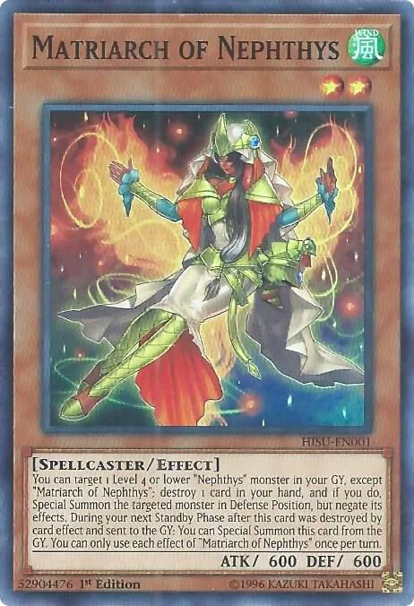 Matriarch of Nephthys HISU-EN001 Yu-Gi-Oh card from Hidden Summoners