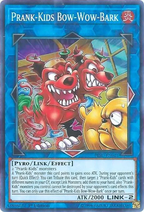 Prank-Kids Bow-Wow-Bark HISU-EN021 Yu-Gi-Oh card from Hidden Summoners