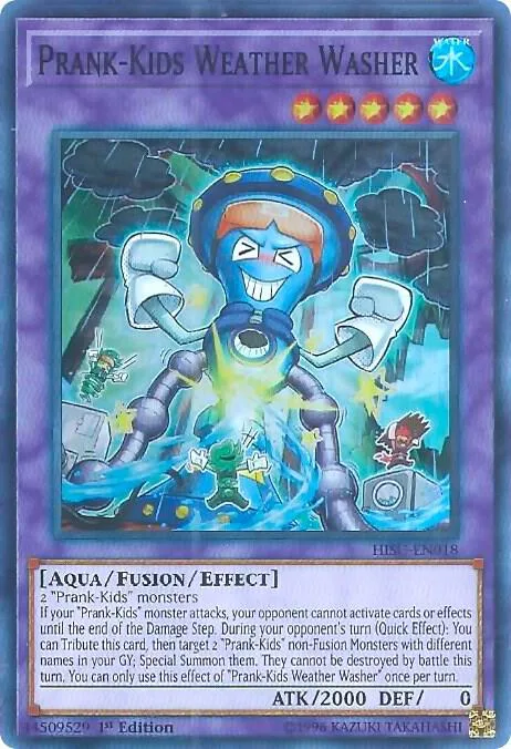 Prank-Kids Weather Washer HISU-EN018 Yu-Gi-Oh card from Hidden Summoners